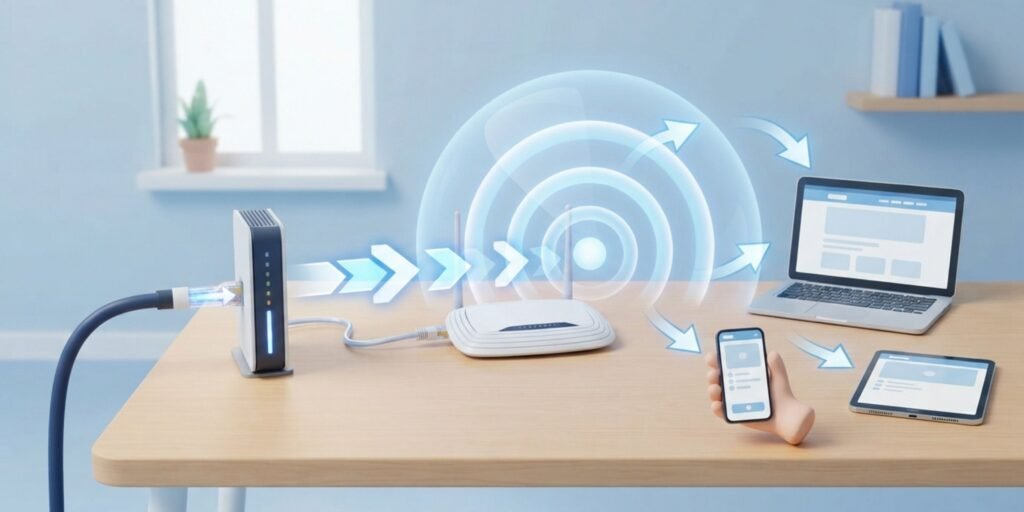 How WiFi sends internet signals from a router to devices