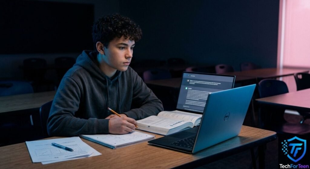 Student using Chat GPT to understand a school subject