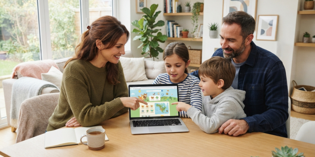 Family using the internet safely