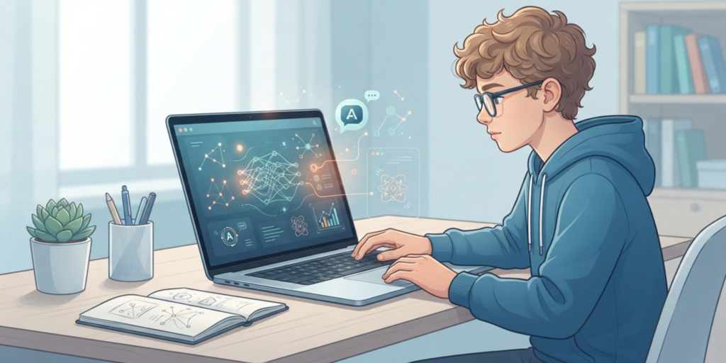 a student learning that what is AI