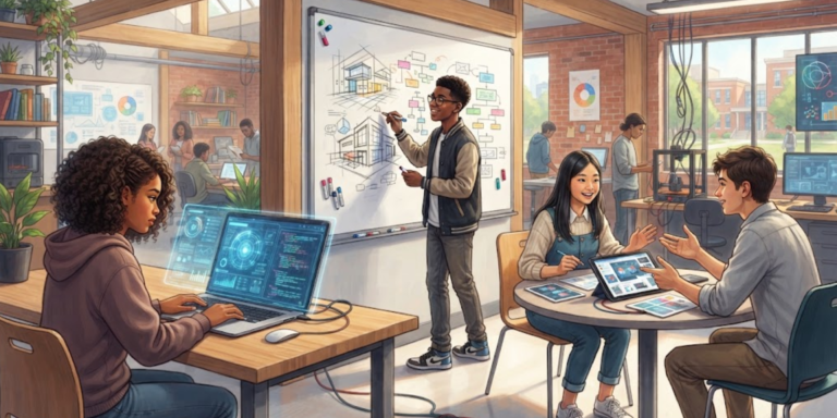 Teenagers building skills for future jobs