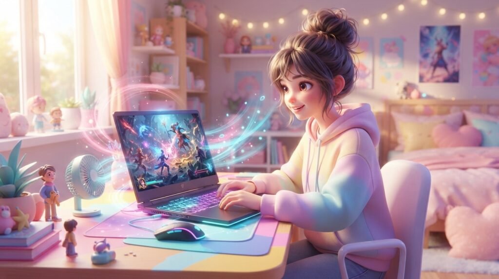 Colorful computer screen showing background apps being closed to improve gaming FPS
