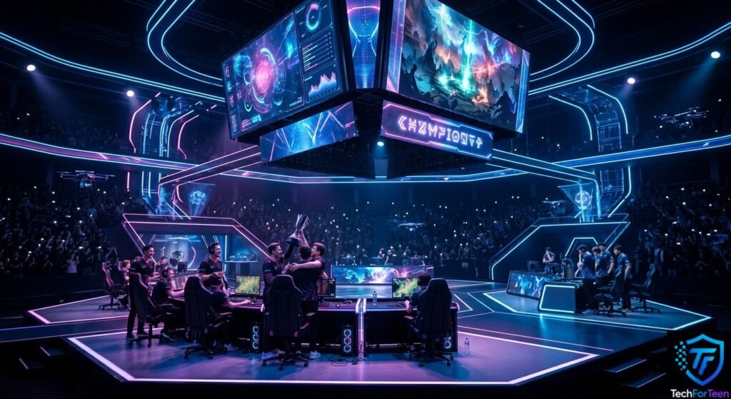 What Is E-Sports - futuristic esports arena representing the future of competitive gaming