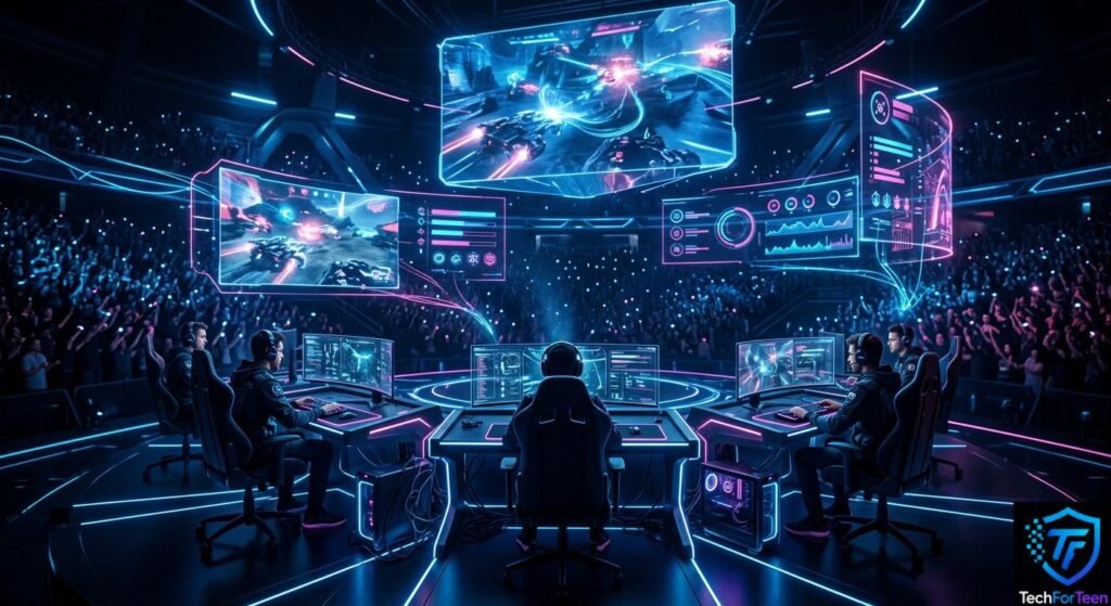 What Is E-Sports - futuristic esports arena with advanced gaming technology