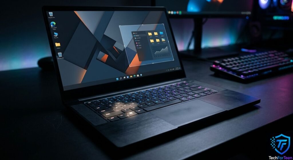 Windows laptop showing a selected area for a screenshot