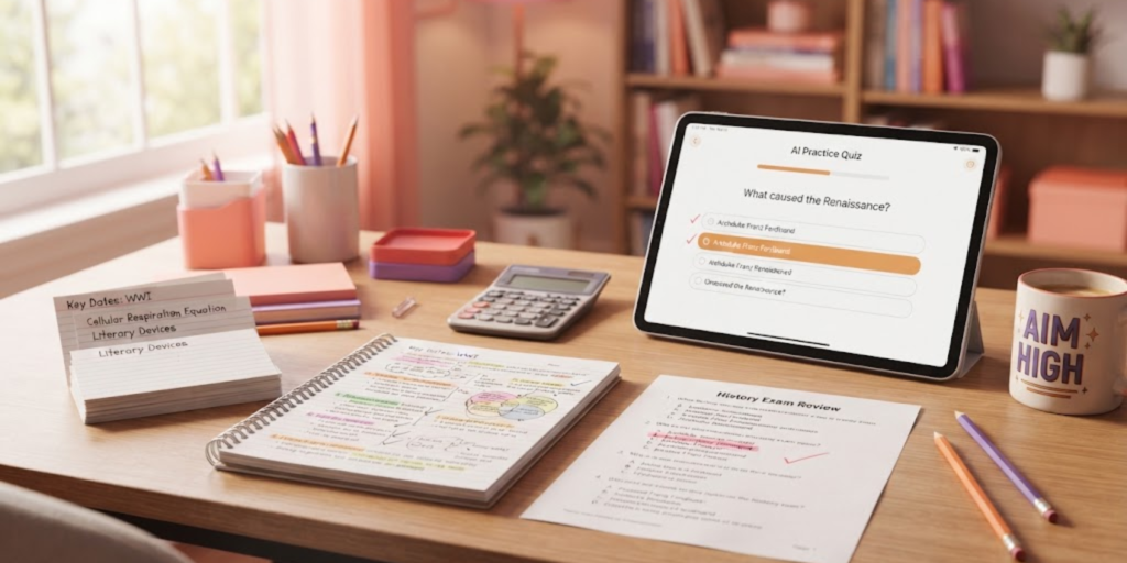 Student using AI to practice for exams