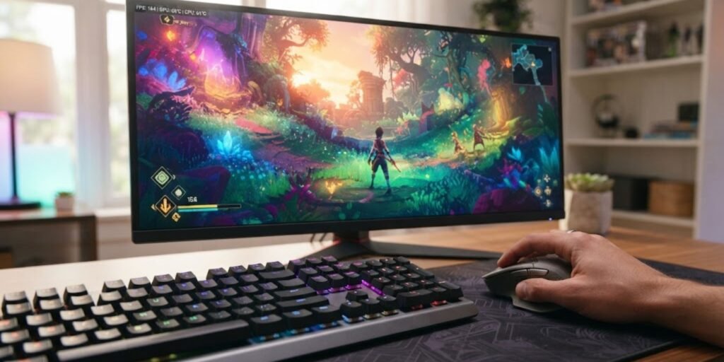 FPS counter displayed on a gaming monitor