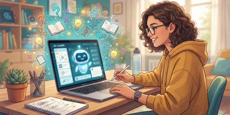 Student using an AI tutor for learning