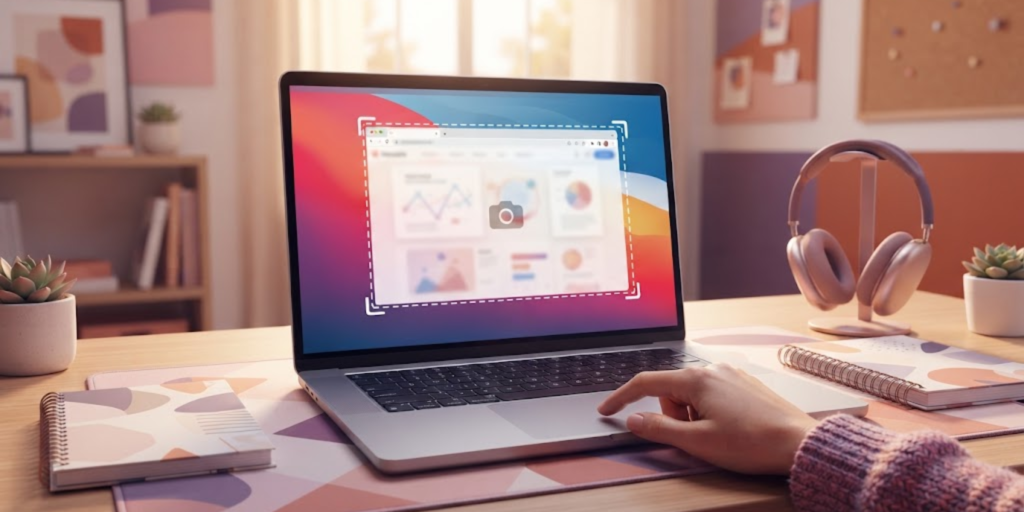 Student taking a screenshot on a Mac computer