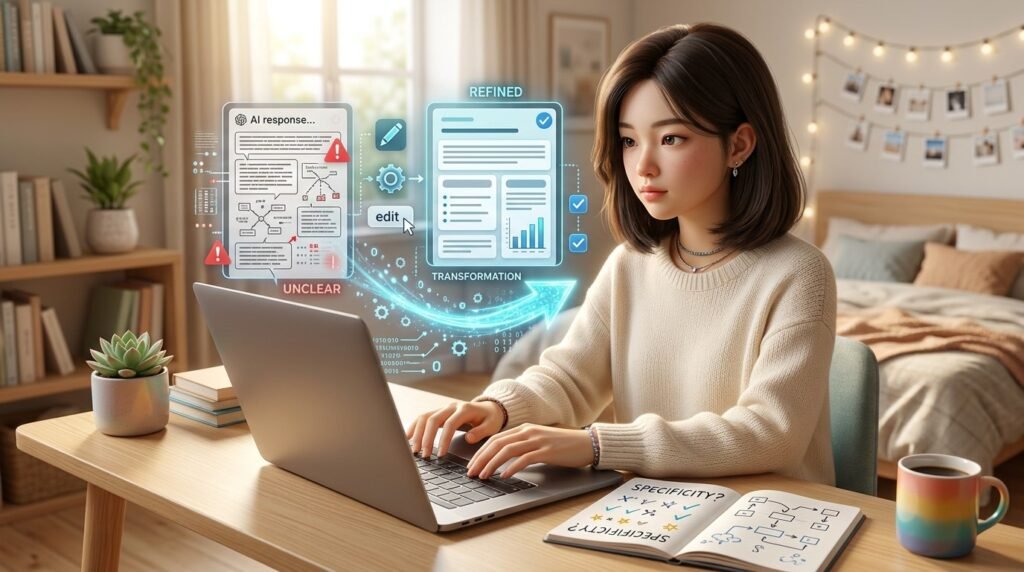student improving ai prompts with the help of exmples