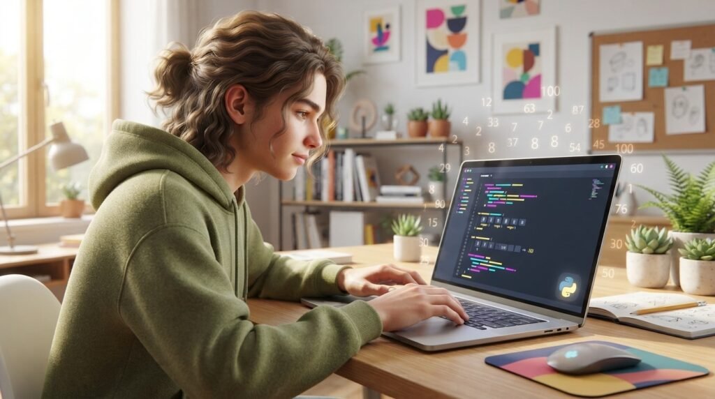 Teen coding a simple number guessing game in Python