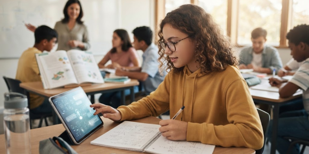 Student using an AI tutor responsibly