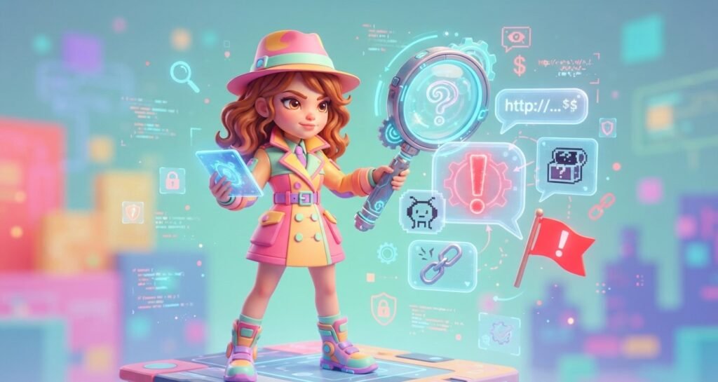 Teen digital detective examining warning signs in a suspicious message