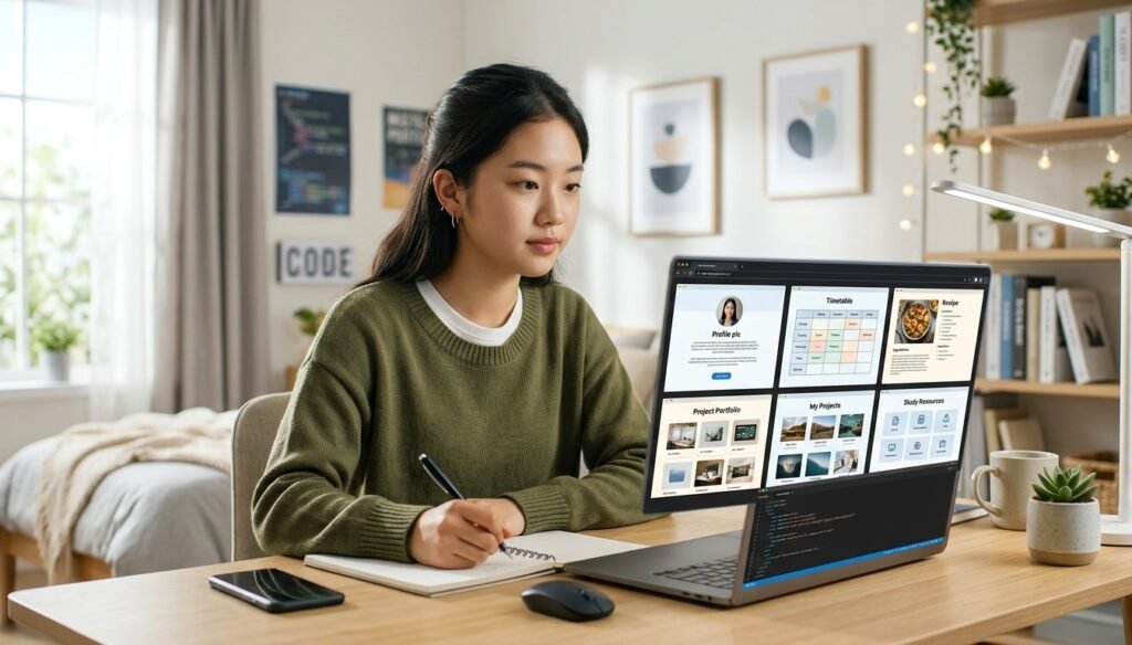Beginner HTML project ideas for students on a laptop