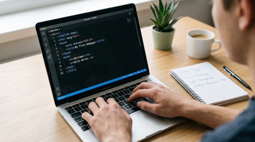 Beginner creating an index HTML file in a code editor